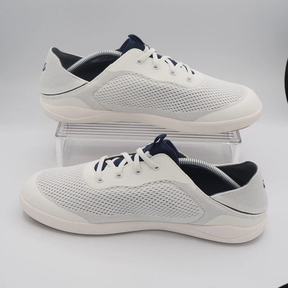 OluKai Moku Pae Bright White/Pacifica Breathable Boat Shoes Men's 11 Slip On